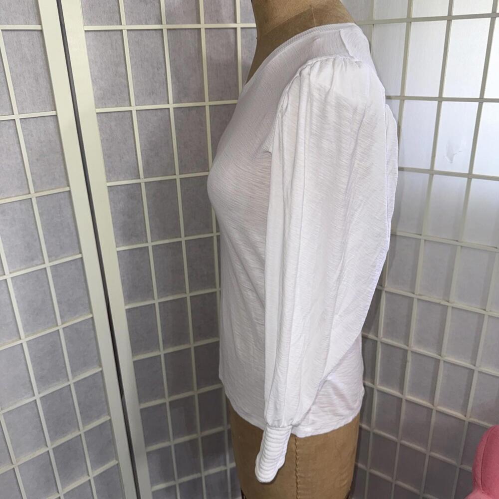 Anthropologie Nation LTD Puff Sleeve Quiet Luxury Minimalist Cotton Blouse Small - Picture 6 of 14